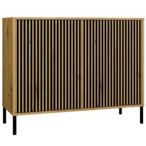 Komoda KAMARO 2D SLIM DĄB ARTISAN Lamele Front Ryflowany