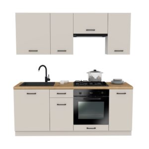 MEBLE KUCHENNE ZESTAW VARIO 200CM Z1 KASZMIR BLAT DĄB EVOKE BEZ AGD