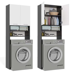 Szafka Łazienkowa na Pralkę POLA DK ANTRACYT BIEL Regał Słupek 180X64X30